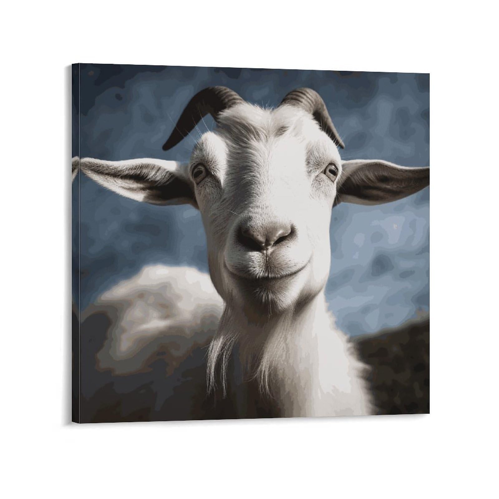 KLOPH Goat Canvas Wall Art for Living Room 10x10inch Modern Artwork Painting for Bathroom Hanging Canvas Prints Aesthetic Wallart for Bedroom Kitchen Office Wall Decor