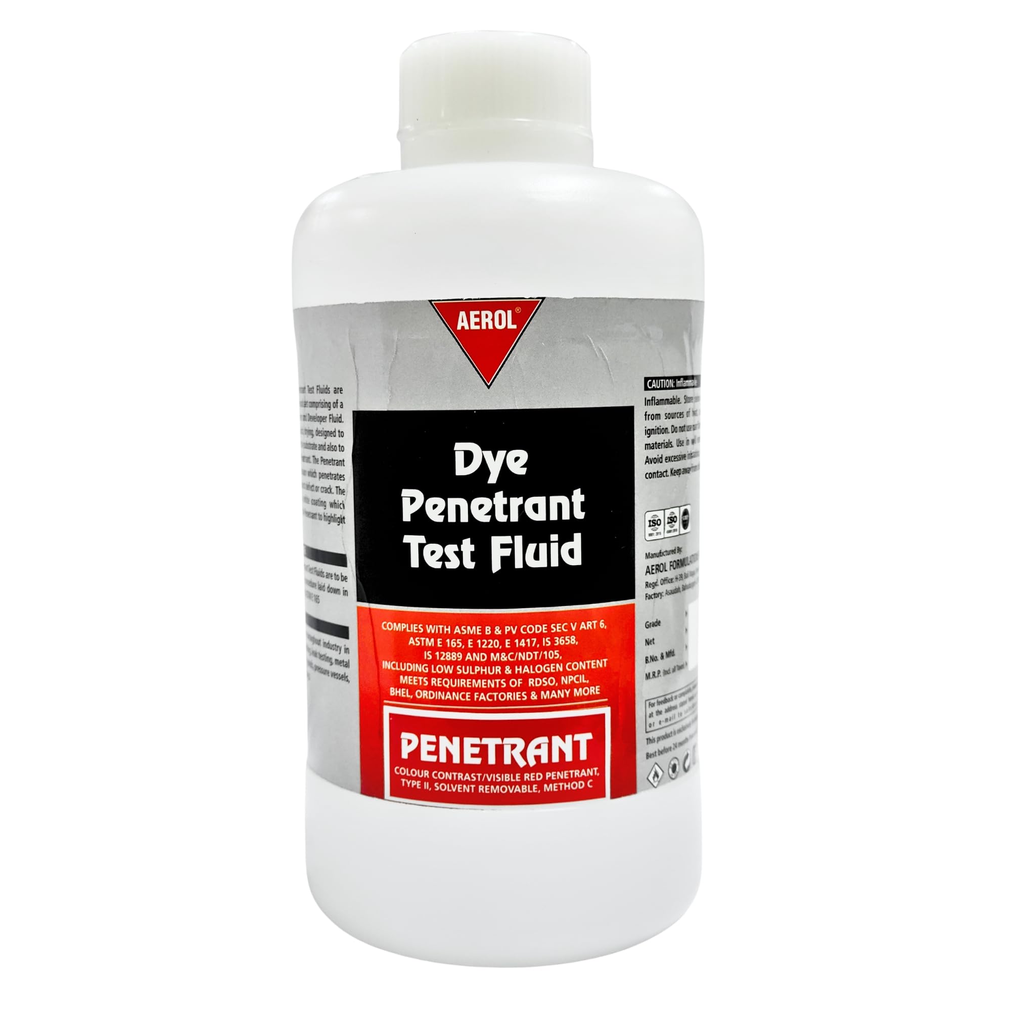 Aerol Dye Penetrant Test (DPT) Fluid (Visible Red, Solvent Removable) for Liquid Penetrant Inspection, Grade 9910 (1 Litre)-picture-22