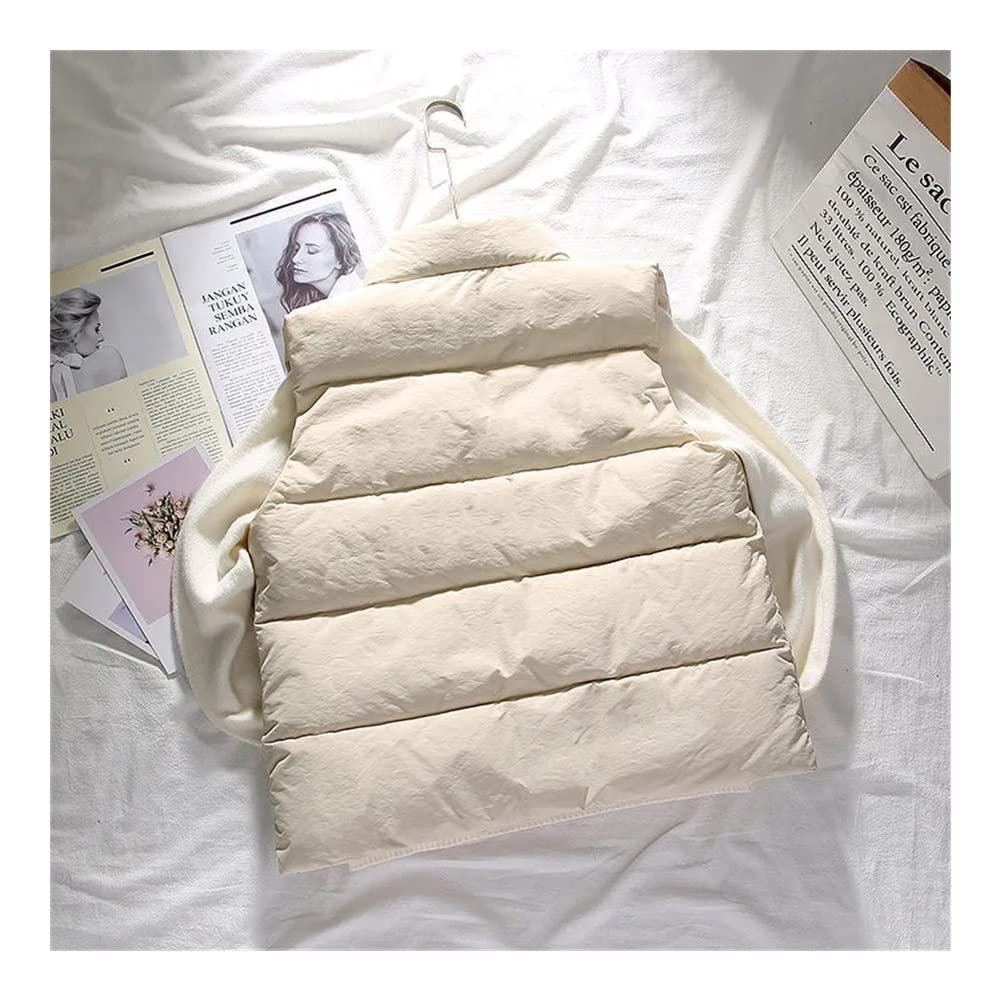 Kamizelka zimowa Kobiety Winter Ciepłe bawełniane wyściełane puffer kamizelki bez rękawów parka (Color : Beige, Rozmiar : 43-47)