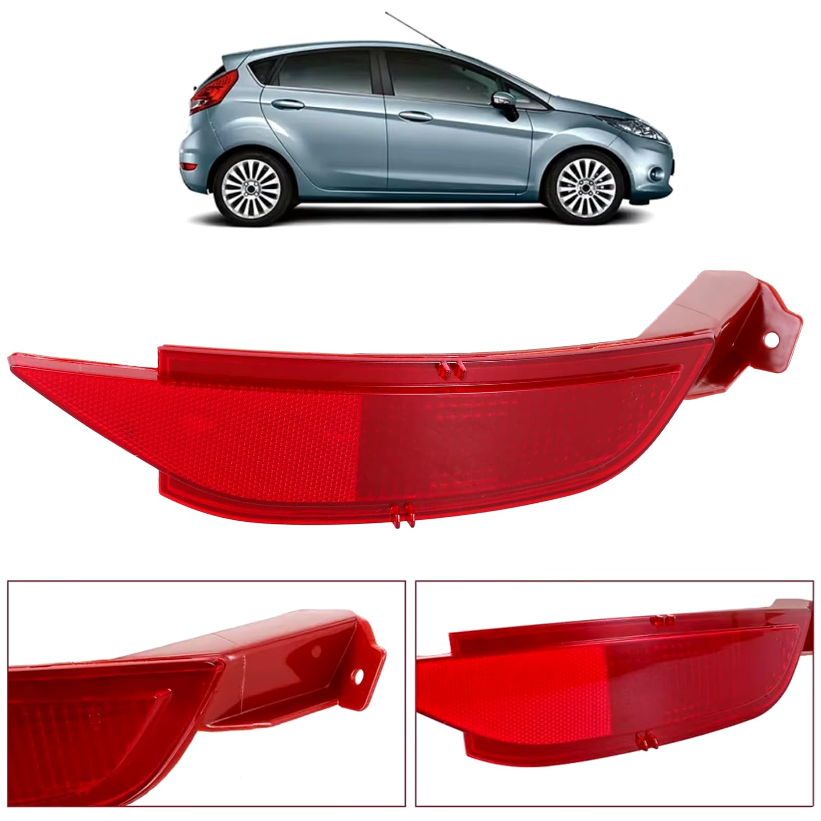 Twowinds - Riflettore Paraurti 8A6117A849AA Compatibile con Ford Fiesta 6 (2008-) Focus 3 C-MAX 2 (2010-) C-MAX (2011-) - Posteriore Destro (lato passaggero) - Catarifrangente - Riflettore Rosso