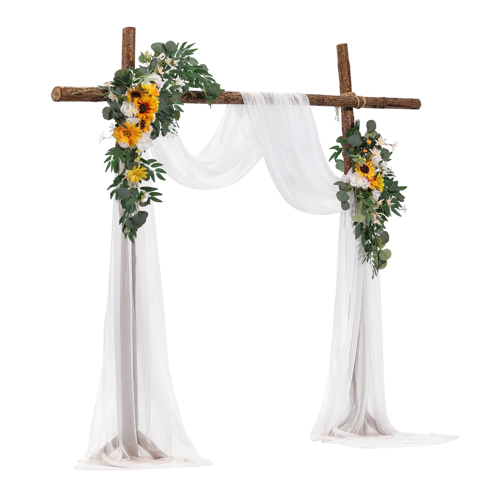 VEVOR Kit di Fiori Artificiali per Arco Nuziale, Fiori Bianchi per Arco Nuziale con Kit di Tende, 2 Pezzi Composizione Floreale, 1 Pezzo Tende Trasparenti, per Bouquet Cerimonia Sfondo Ricevimento
