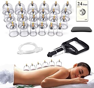 Cupping Therapy Set,24 Therapy Cups Professional Chinese Acupoint Cupping Set,Suction Hijama Cupping Set with Pump Cellulite Cupping Massage Kit for Body Massage,Pain Relief,Physical Therapy