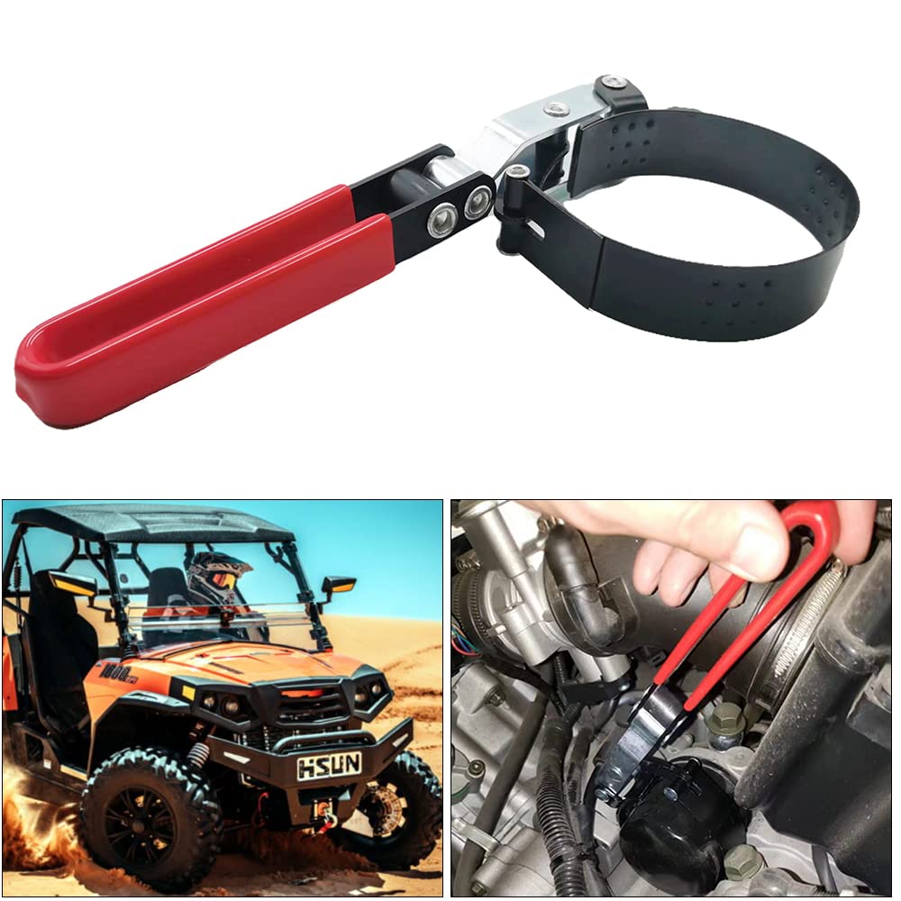 Chikia Hisun Oil Filter Wrench Tool Multi-Purpose Adjustable Filter Removal Wrench For UTV ATV Hisun Coleman Massimo Axis Bennche Cub Cadet(2.3”-2.8”)