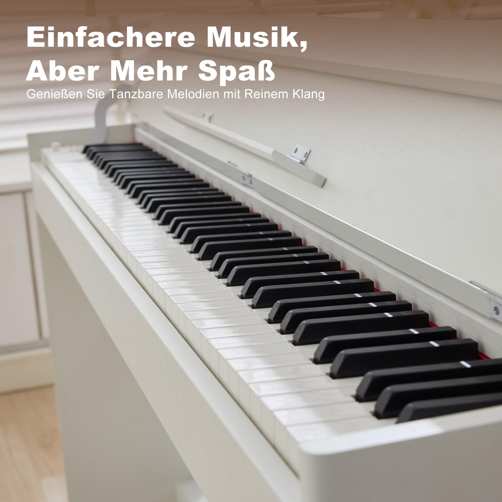 Piano digital MUSTAR de 88 teclas, teclado con tacto semi-ponderado con USB/MIDI y Bluetooth, cubierta semi-abierta, piano electrónico con unidad de 3 pedales, altavoces estéreo, 800 tonos y 64