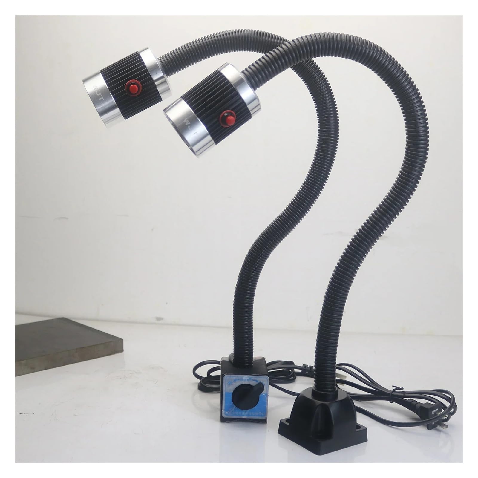 Lampa robocza LED, tokarka, długa łabędzia szyja, oświetlenie robocze warsztatowe, magnetyczna podstawa śrubowa, super jasna lampa przemysłowa (okrągły magnes, 3 W)