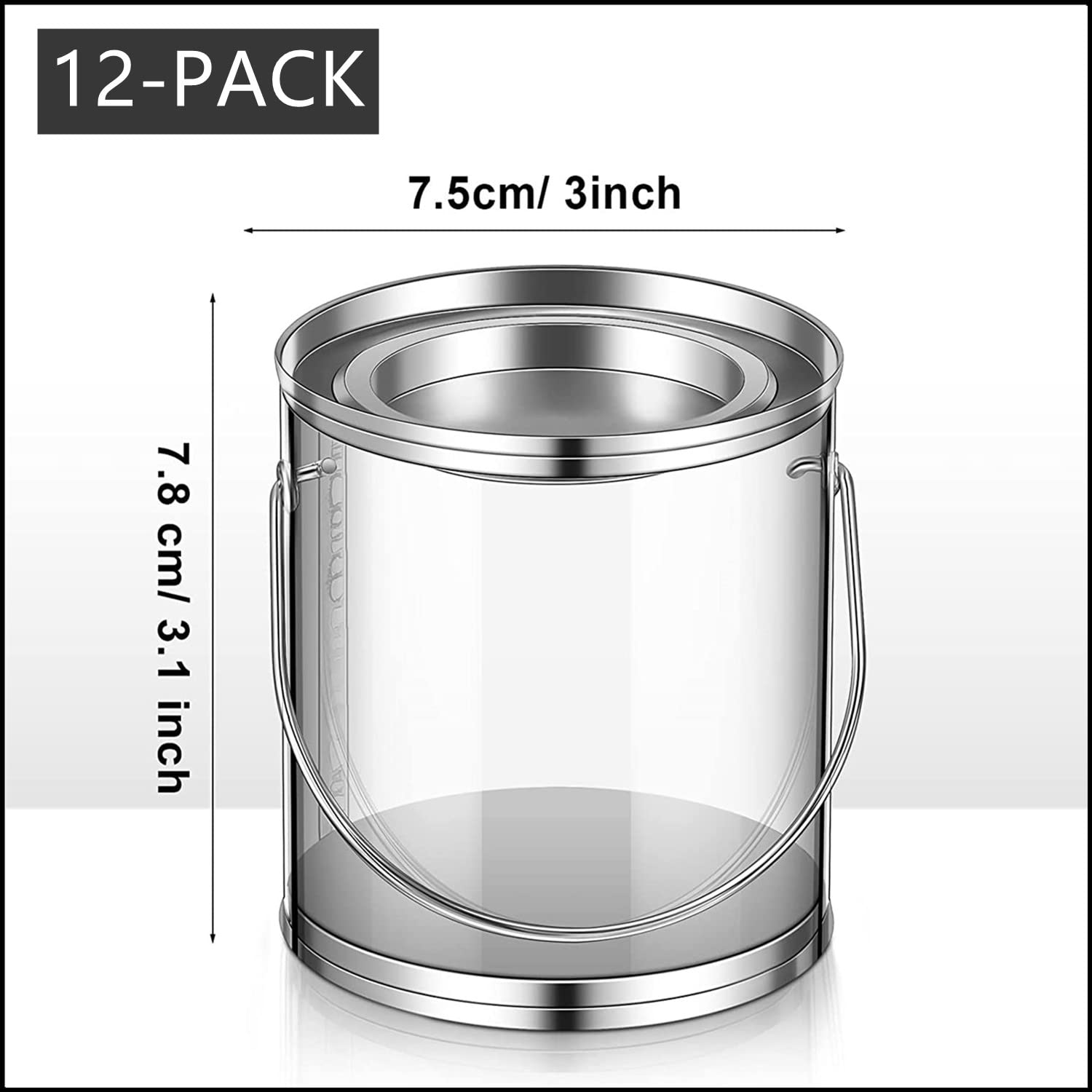 Amazon.co.jp: ミニクリアプラスチックペイント缶 金属蓋付き 3インチ