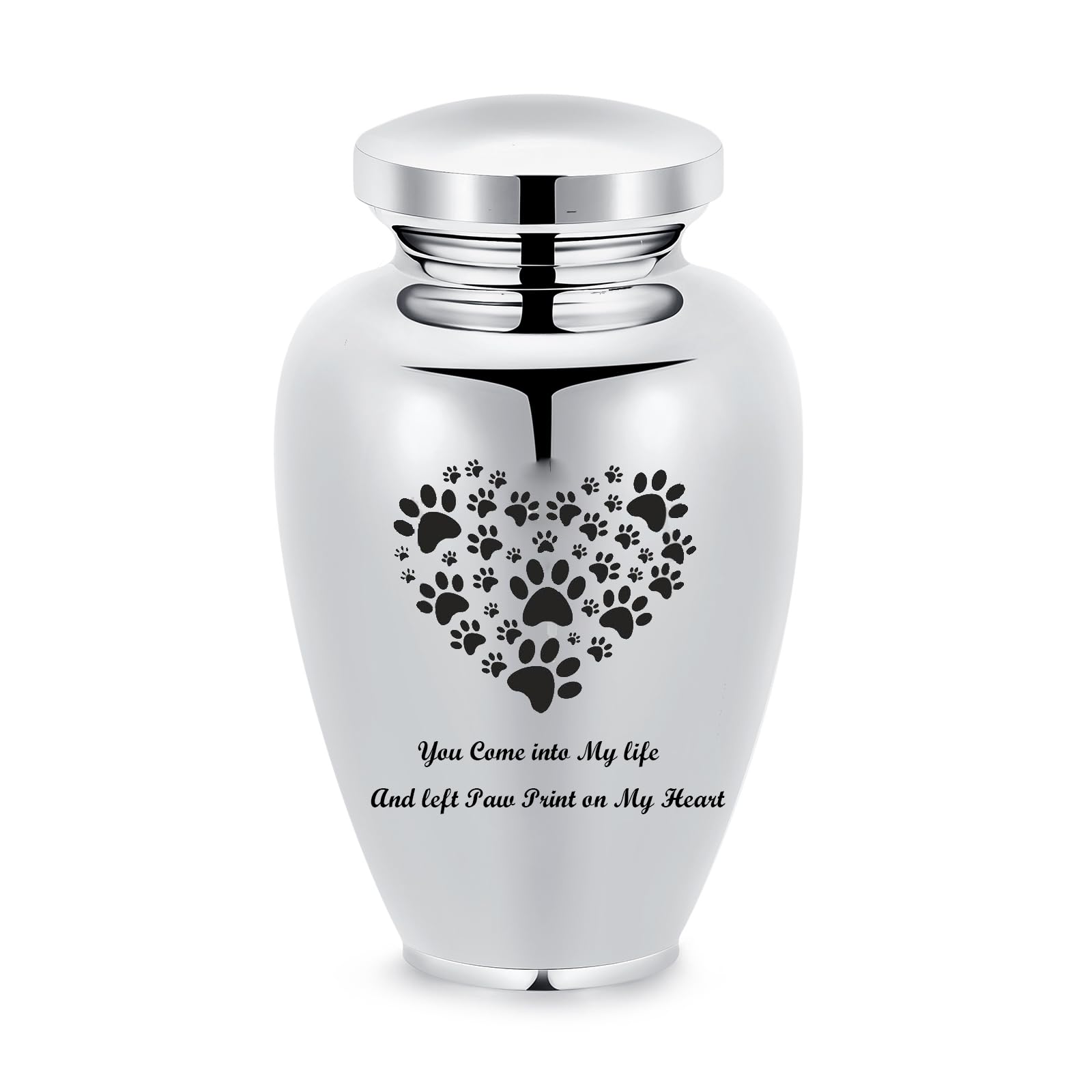 Tree of Life Large Cremation Urn for Human Ashes - Stainless Steel Funeral Memorial Keepsake for Women Men (A-Silver-Paw-L)