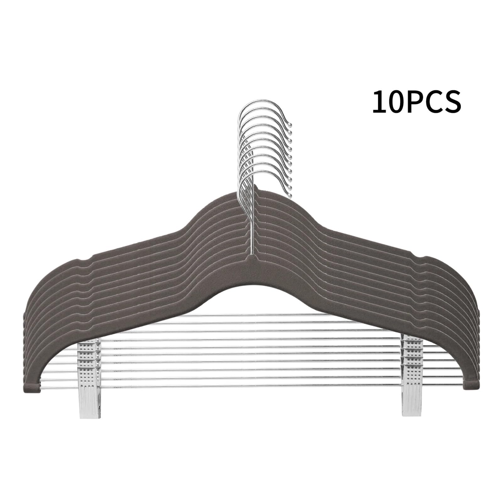 Perchas Ropa 10 Perchas de Terciopelo ultrafinas con Pinzas móviles, Antideslizantes, for Faldas y Pantalones, for Viajes en casa