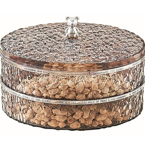 Riuuyyi点心トレイ多層スナックボックス卓上キャンディボックスキャンディ/ナッツ保存容器蓋付きトレイ仕切り付きフルーツ収納北欧風来客用 (2階,グレー)