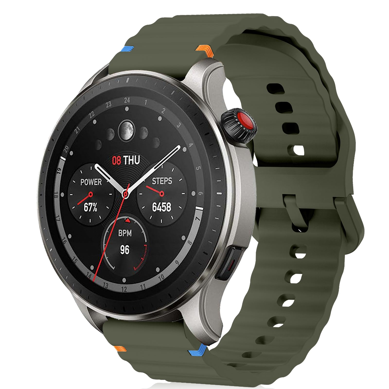 22mm Correa para Amazfit Amazfit T-Rex 3 Pro 48mm/Balance 2/Balance/Bip 6/Bip 5/GTR 4/GTR 3/GTR 2/GTR 47mm, Correa de Repuesto de Silicona Suave para Amazfit Cheetah/Stratos 3/2s