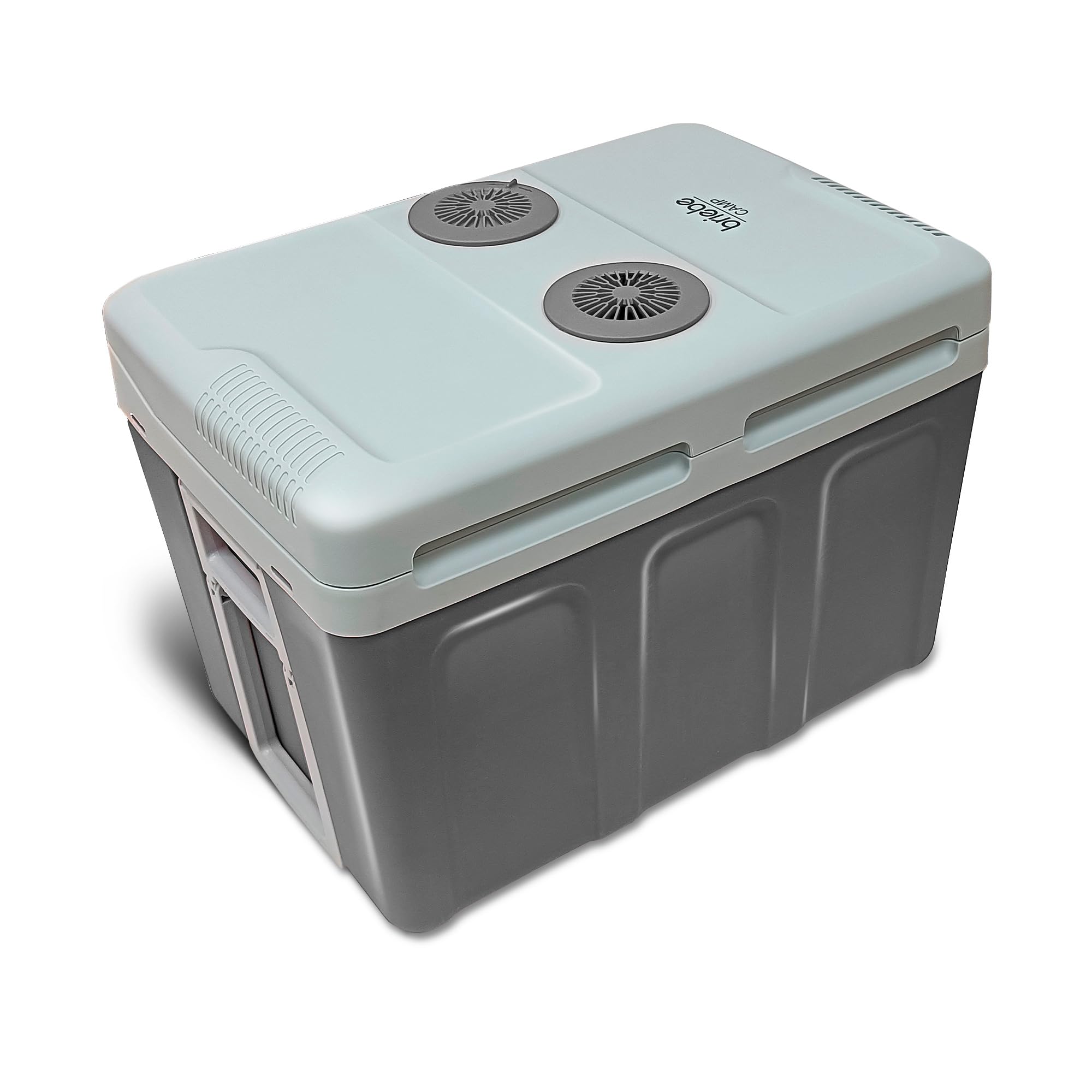 briebe Glacière Électrique Portable, 40 Litres, 12V / 230V Voiture et Camping, Voyage, Boissons, Bière, Vin, Fruits, Refroidit et Garde au Chaud, Mode Faible Consommation (Gris)
