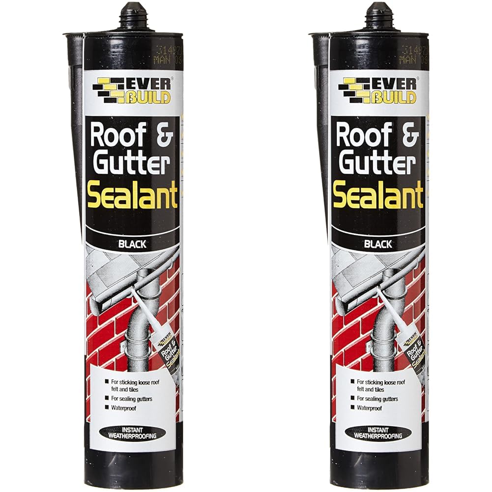 Everbuild Everflex Roof and Gutter Sealant, Butyl Based Sealant and Adhesive for Roofing, Black, 295 ml (Pack of 2)