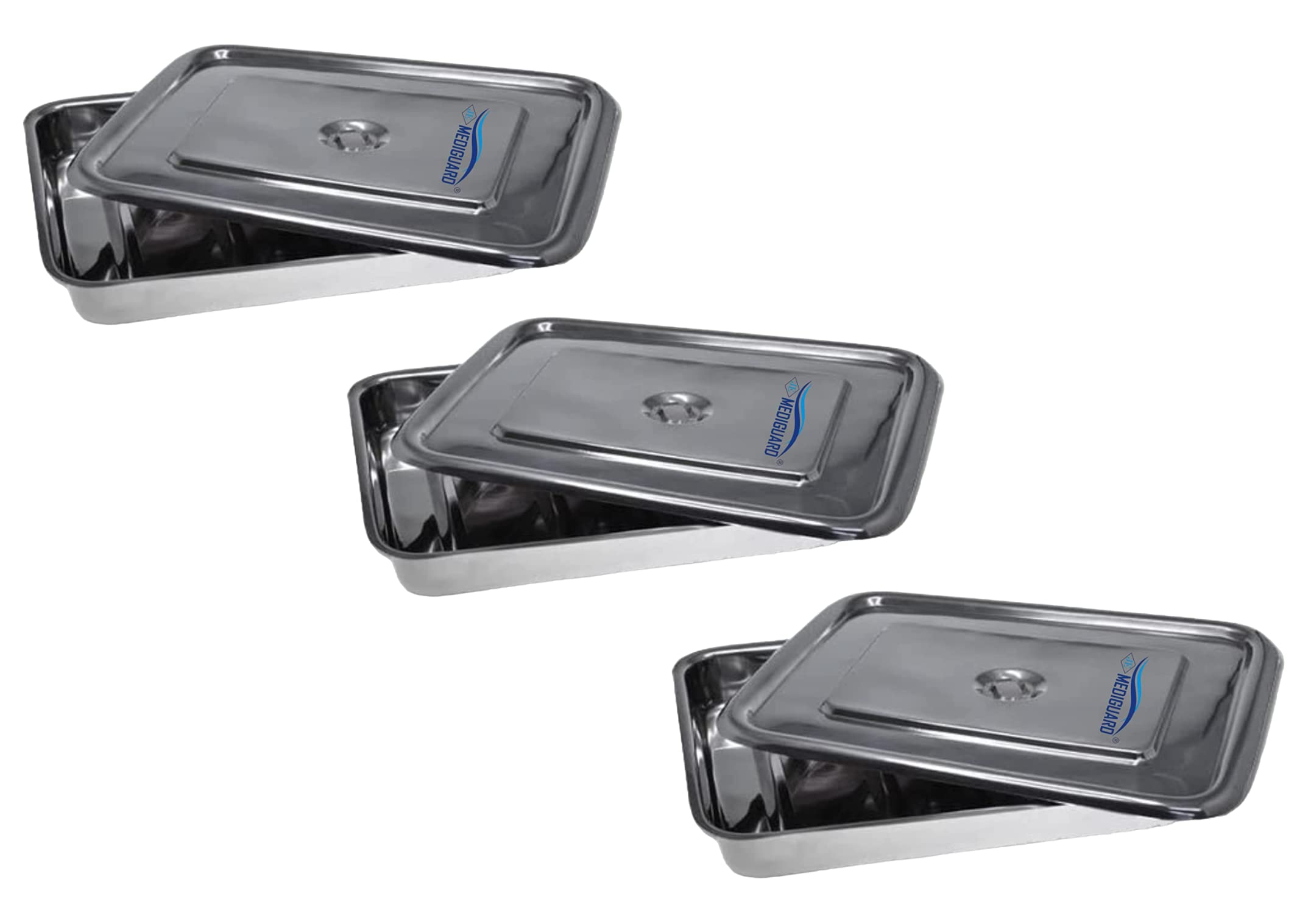 MEDIGUARD Stainless Steel Medical Instrument Tray with Lid (Size 10x8) Pack of 3 (B0C1GQBF31) Amazon Price History, Amazon Price Tracker
