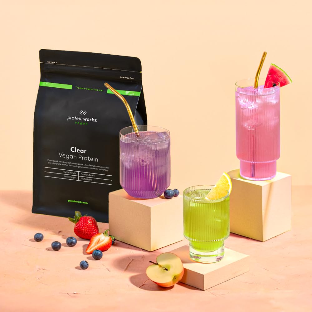 Protein Works - Protéines végétaliennes claires, boisson rafraîchissante à haute teneur en protéines, 18 shakes, pastèque, 270 g