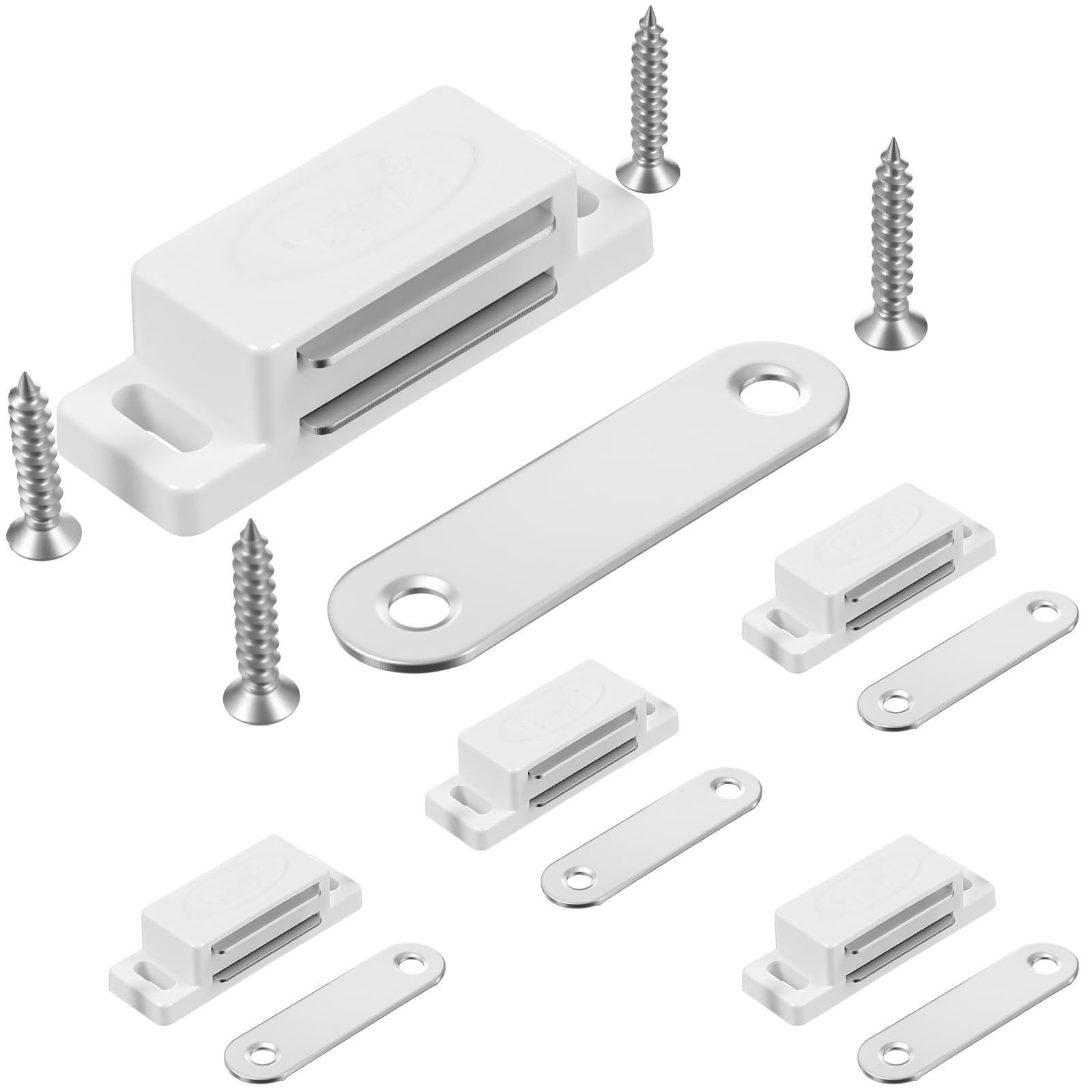 5 Packs Magnetic Door Catch Cabinet Sturdy White Door Magnetic Catch for Cabinet Closet Doors Strong Magnet Catches for Doors Wardrobe Drawers and Shutters