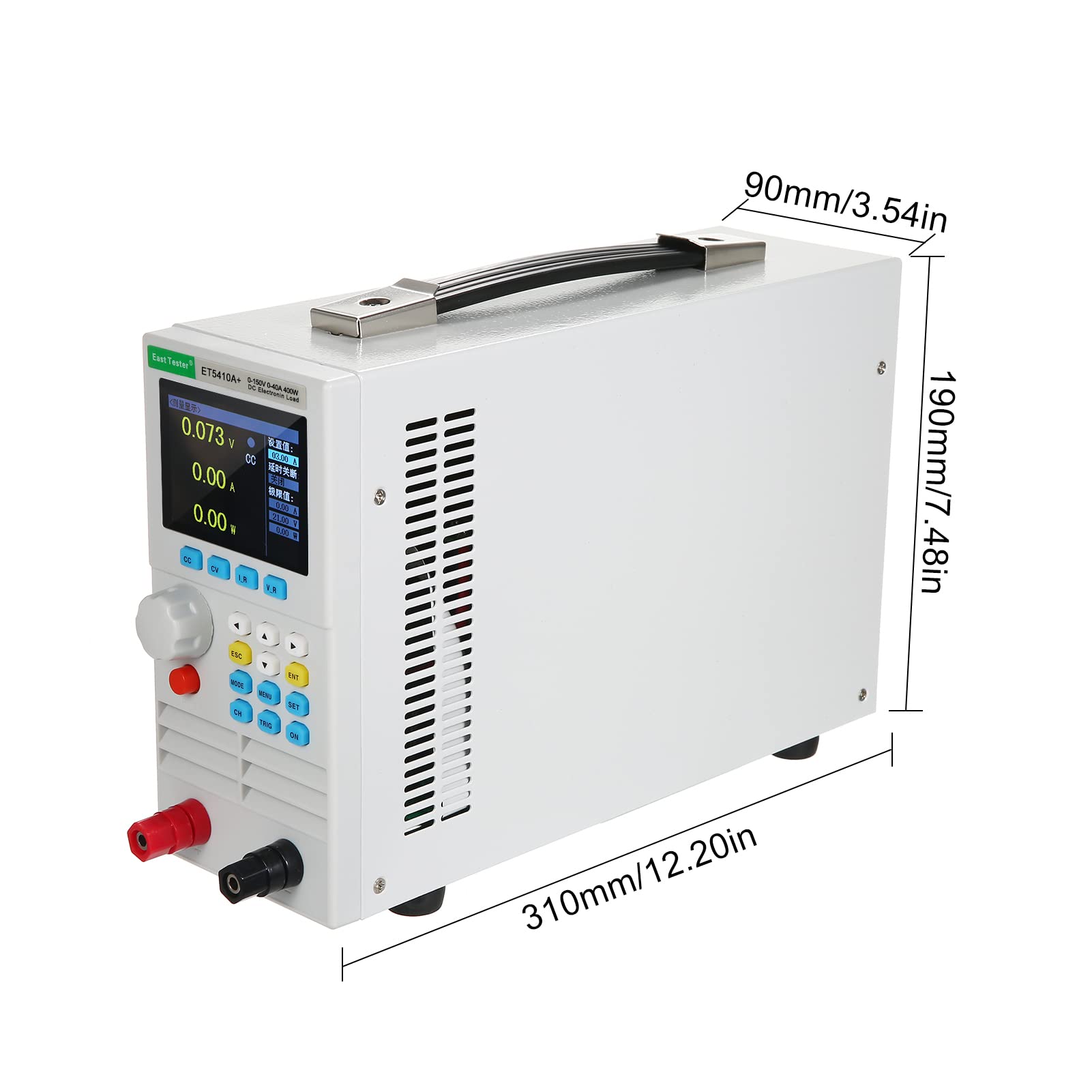Jemora ET5410A+ Charge électronique CC monocanal programmable 150V 40A 400W Testeur de charge électronique programmable CC CV CR CP CC+CV Mode CR+CV Écran LCD TFT 2,8 pouces Testeur de batterie