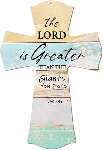 Miniatura 8 de Decoración rústica de pared con cruz cristiana  Soy la resurrección y la vida  Versículo bíblico inspirador de madera para pared de puerta