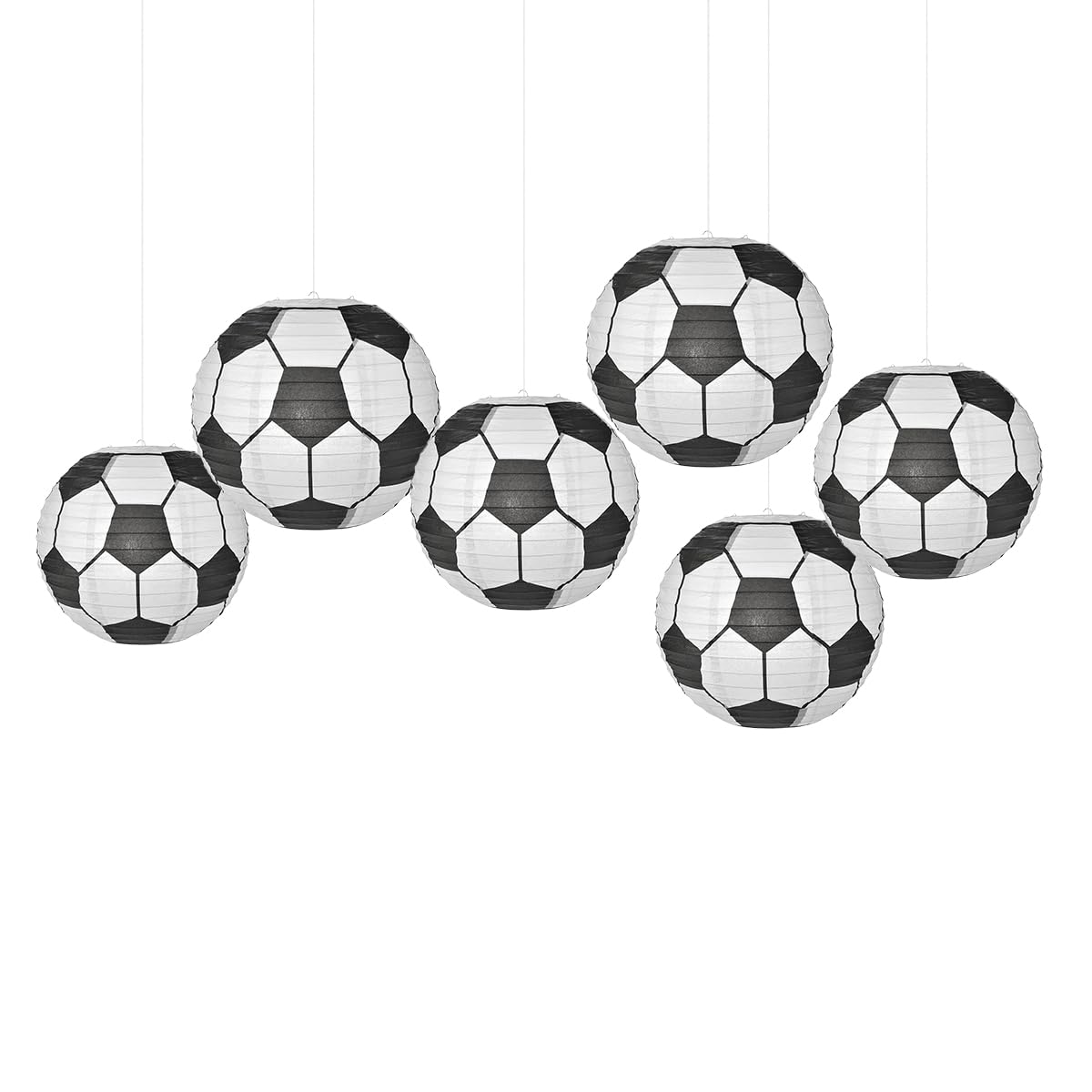 FANSU 6 PCS Paper Lanterns, Round Paper Lanterns for Outside, Paper Lanterns Set Hanging Decorations, Football Print Paper Lantern for Birthday, Party, Garden, Celebrations (20cm,Football)