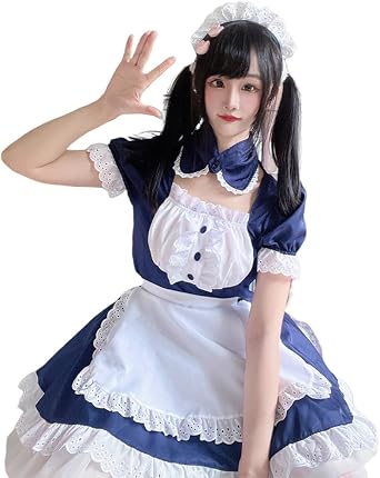 Women Maid Outfit Black Lolita Dress With Socks Cat Ear Full Sets Japanese Anime Cosplay Costume