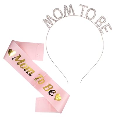 Party Propz Baby Shower Decoration Items -2Pcs Mom To Be Sash and Head Band | Mom To Be Crown | Maternity Photoshoot Pro