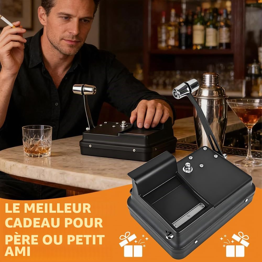 Rouleuse à Cigarette Portable, 8 mm Machine à Tuber Manuelle, Durable et Compacte, Machine à Bourrer avec Boîte de Rangement pour Accessoires, Idéal Comme Cadeau pour Homme