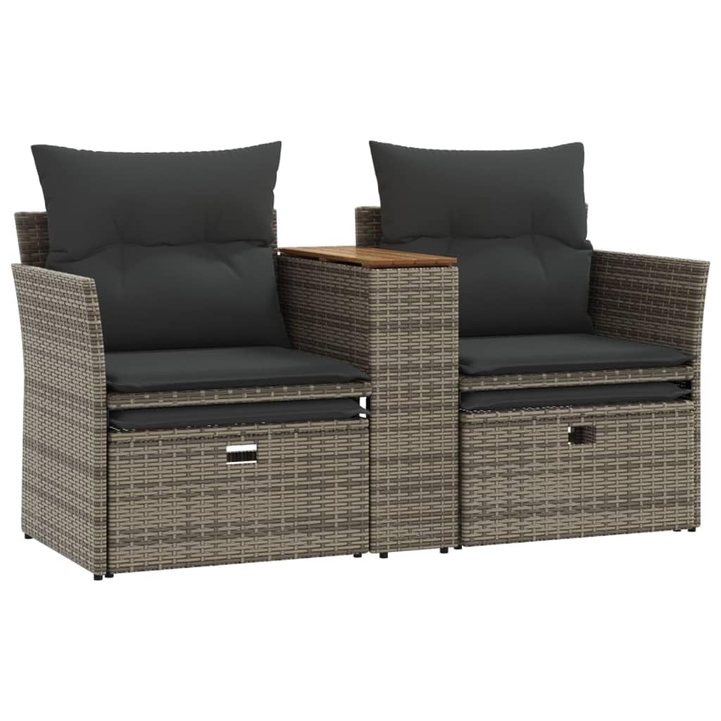 Set di divani da giardino a 2 posti con sgabelli, in polyrattan, 7