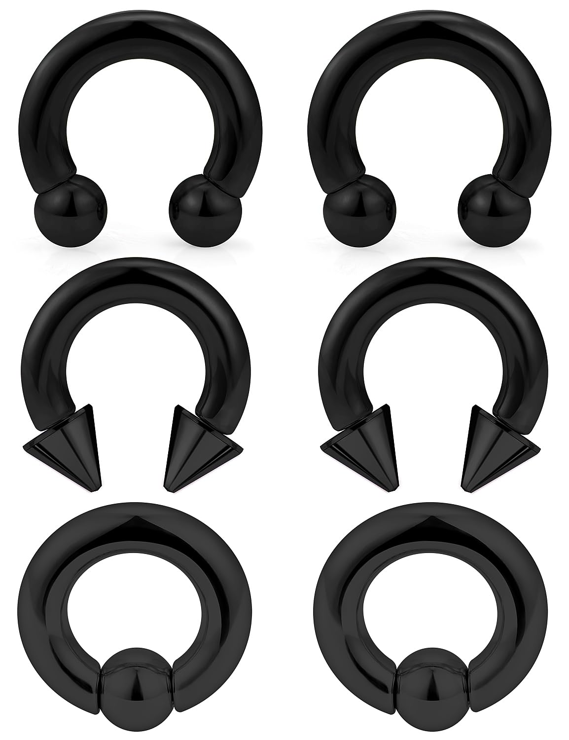 Ocptiy 00G 0G 2G 4G 6G 8G 10G 12G 14G 16G Septum Rings Silver Black Surgical Steel Heavy Gauges Earrings Stretching kit Eyebrow Lip Septm Nose Rings