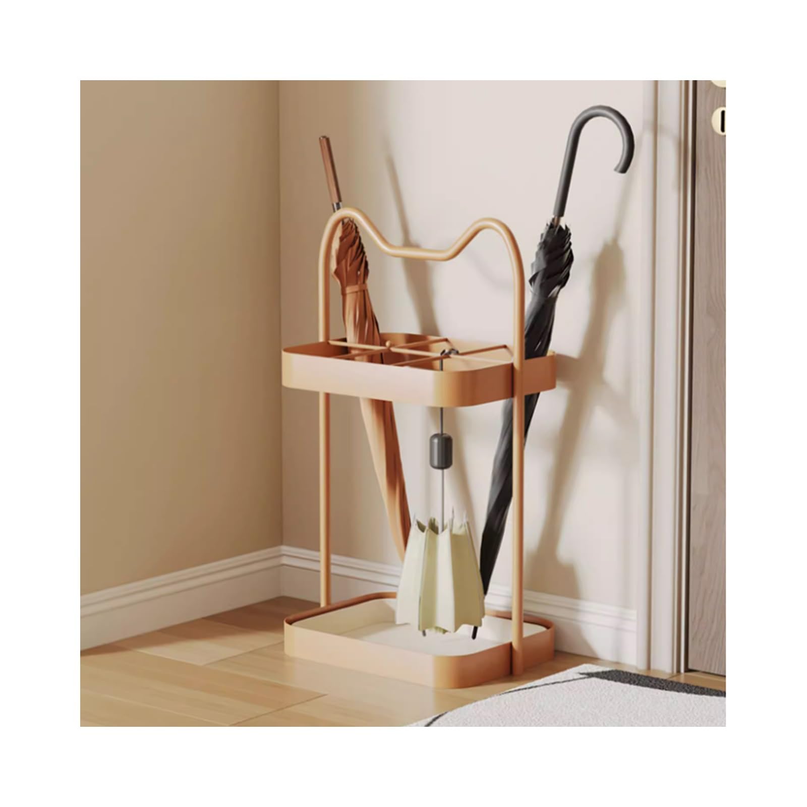 Porte-parapluie d'intérieur noir avec plateau de drainage amovible