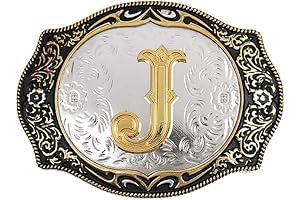 Western Belt Buckle Initial Letters Cowboy Rodeo Small Gold Belt Buckles for Men and Women