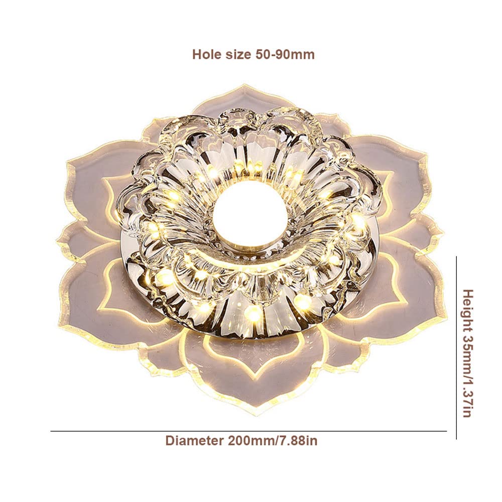 4 Pezzi di Cristallo da Incasso da Incasso Illuminazione A LED per Lampada D'ingresso, Luce A Disco A LED Senza Canless, Lampade A Forma di Fiori A Scomparsa