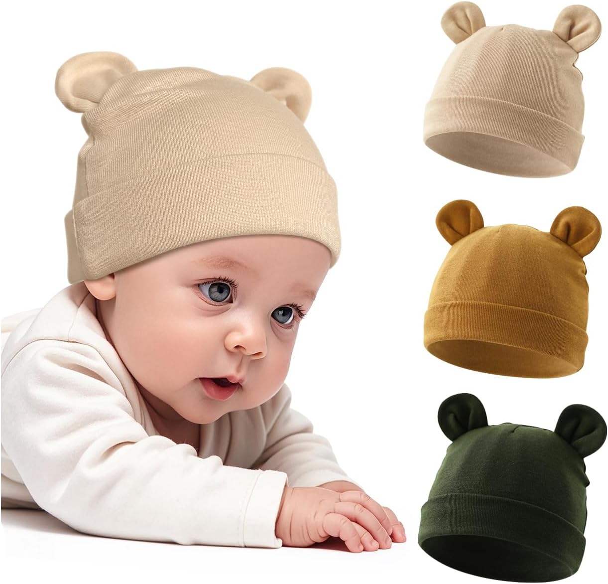 Cotton Newborn Hats for Unisex, Bear Ears Baby Girl Boy Beanie Hat for Newborn, Infant, Toddler Cap Cotton Newborn Hats for Unisex, Bear Ears Baby Girl Boy Beanie Hat for Newborn, Infant, Toddler Cap