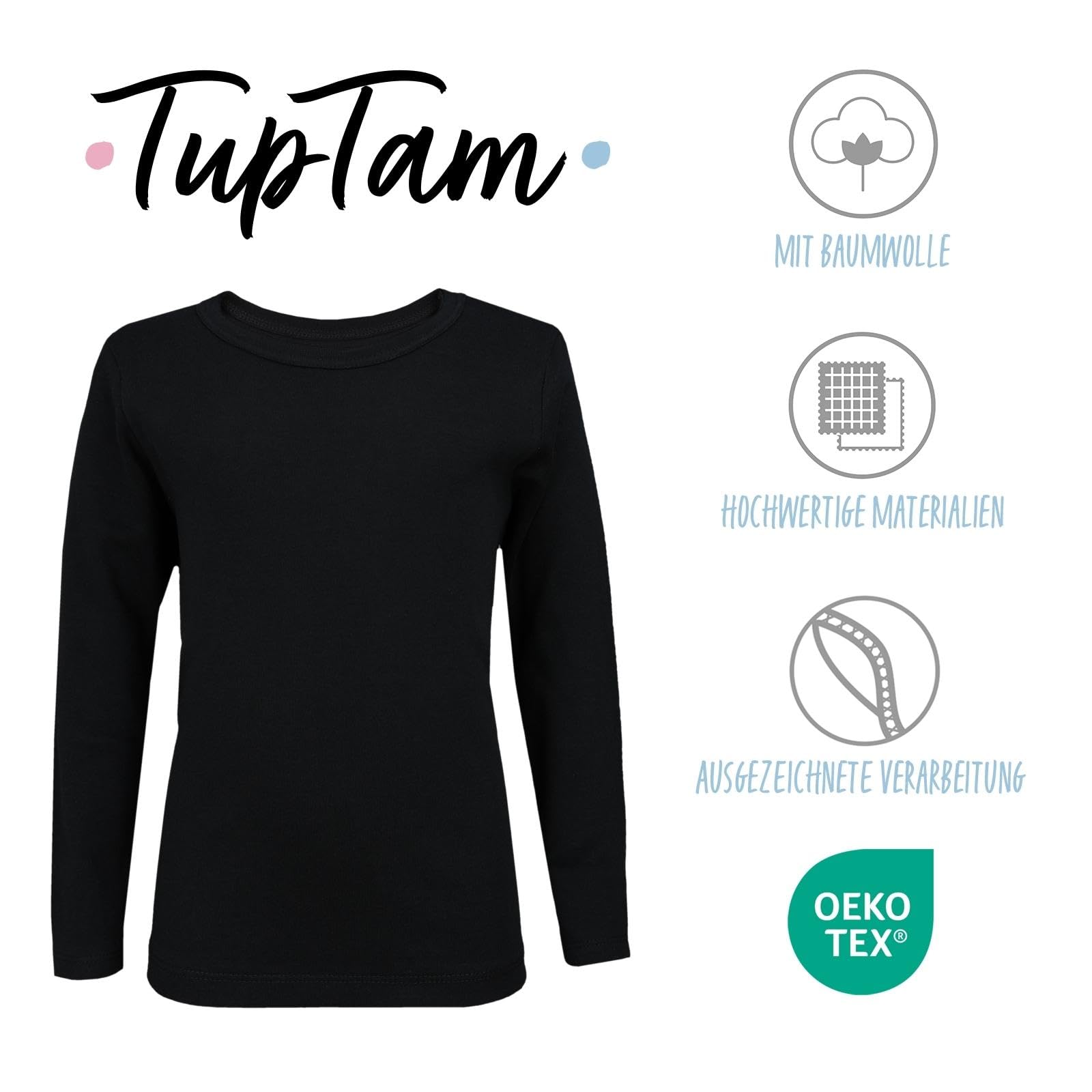 TupTam Camiseta Interior Niño – Pack de 3 Camisetas Manga Larga 100% Algodón, Cómodas y Transpirables