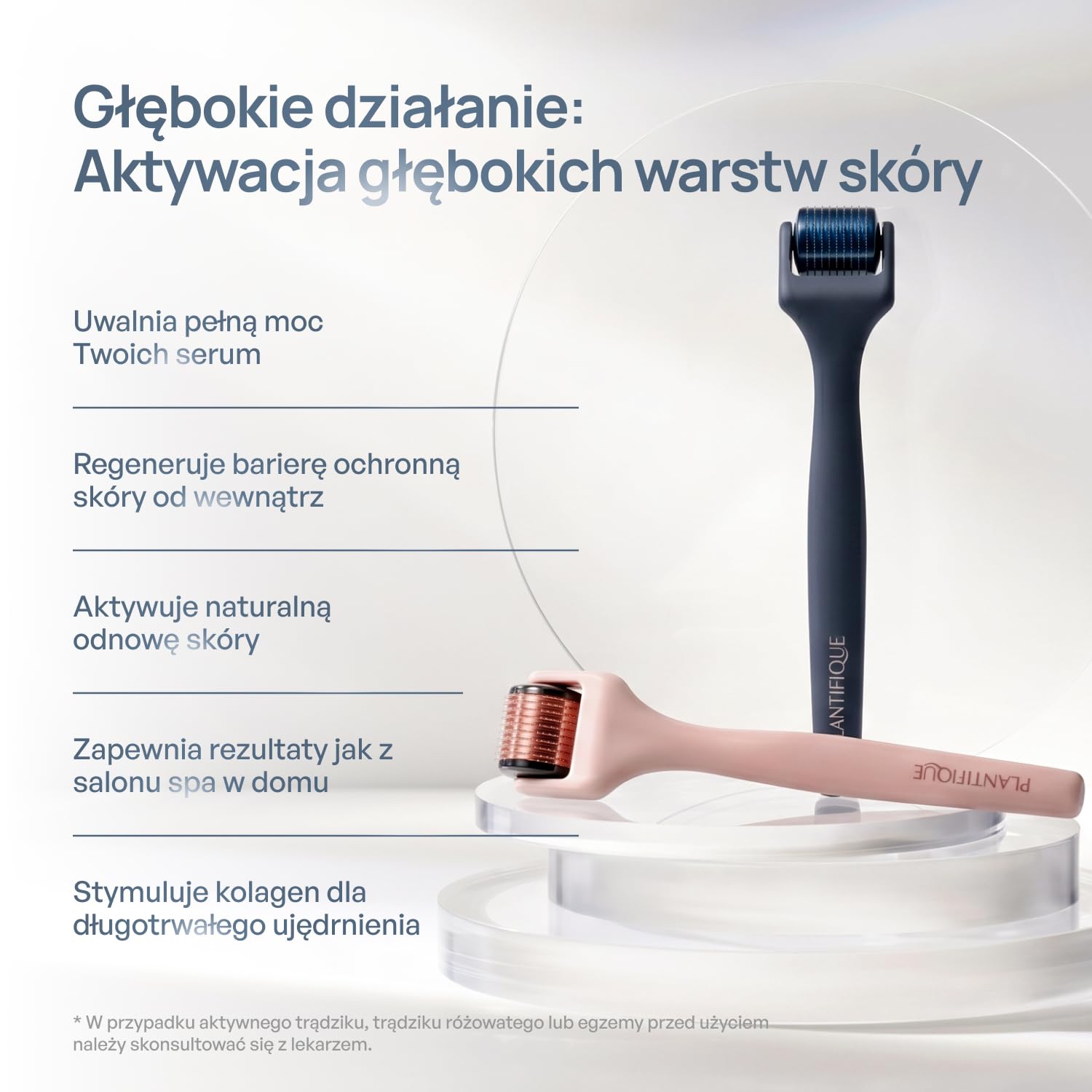 PLANTIFIQUE Dermaroller 0,25 mm – Roller Microneedling do Twarzy, Brody i Skóry Głowy – Tytanowy Wałek z 540 Igłami, Derma Roller – z Etui