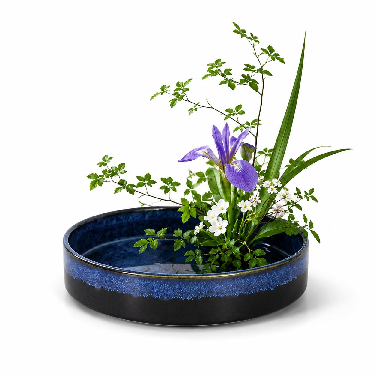 Amazon.co.jp: merrytime 花器 水盤 陶器 浅型 生け花 花瓶 華道用