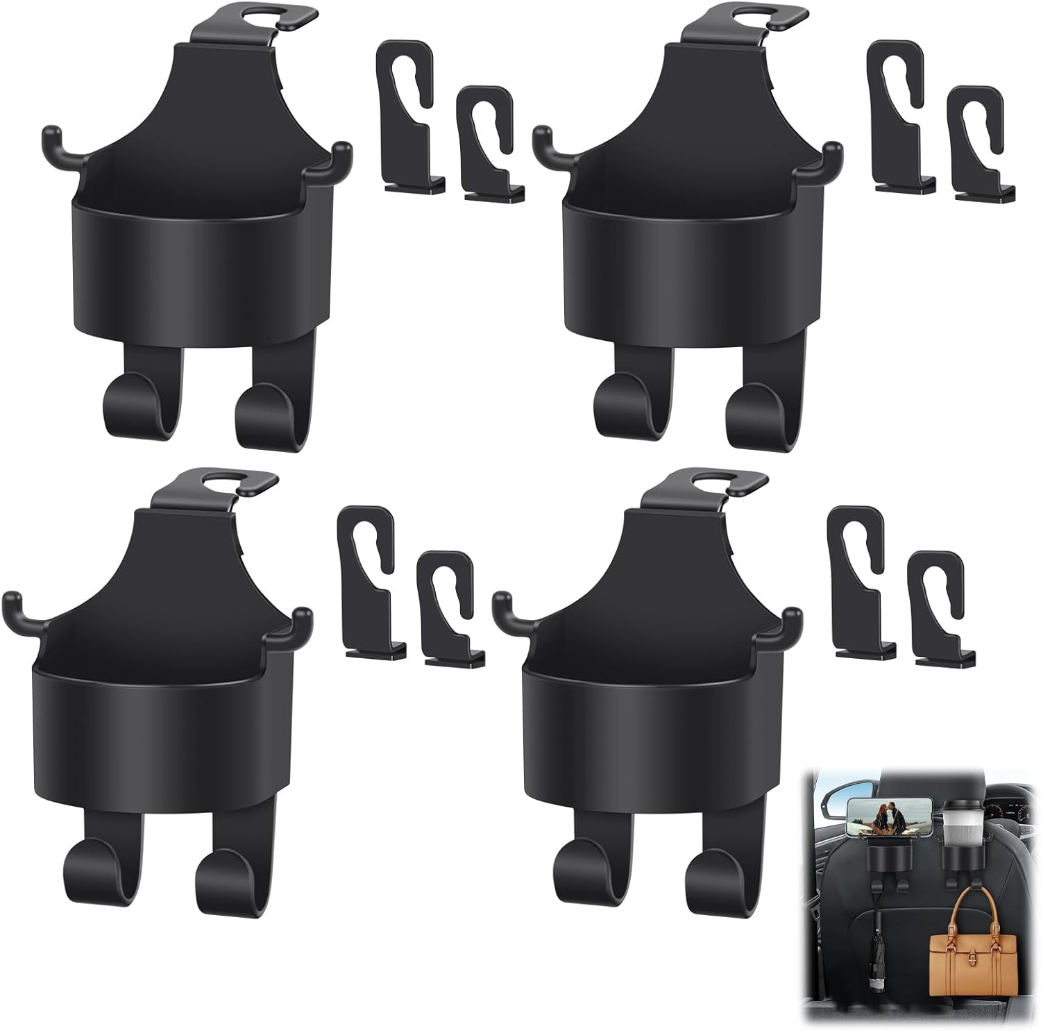 4 Pcs Multifunctional Hook for Car Seat Back with Cup