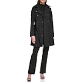 Women's Double Breasted Belted Rain Jacket with Removable Hood