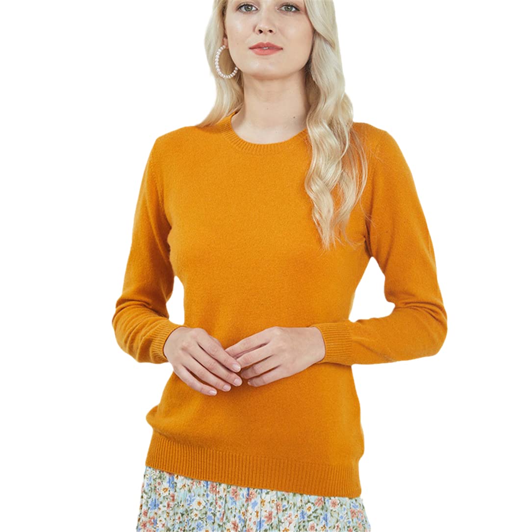 Zadaos Womens Warm Sweater Long Sleeve Sweater Knitting Jumper Female 100 Cashmere O-Neck Thickening Sweater Orange S