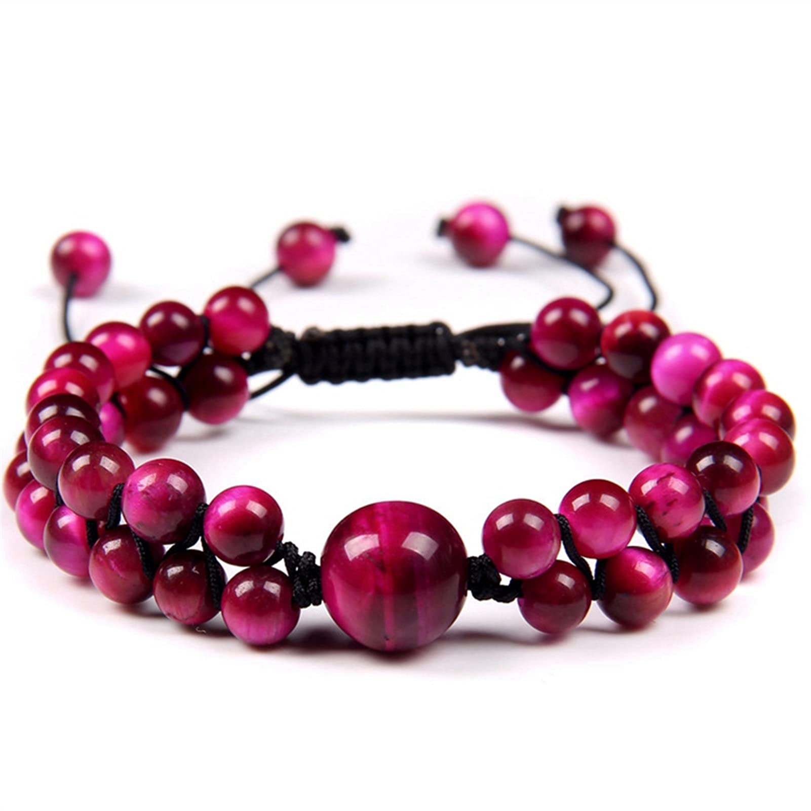 Naturstein-Armband, Vintage-Stil, natürlicher Tigerauge-Stein, geflochtenes Armband, Herren, zweireihig, 6 mm Perlen, Armbänder für Frauen, exquisiter Schmuck, Armband-Schmuck