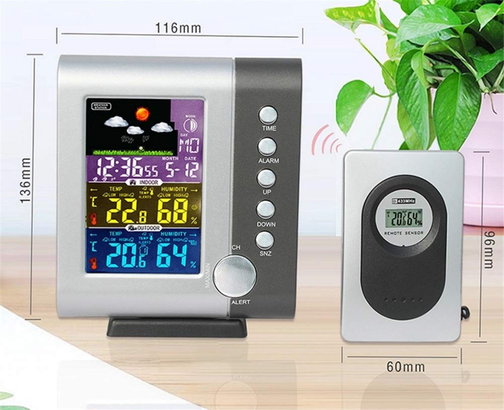 Stazioni Meteo Orologio da Interno con termometro da Esterno con Display a Cristalli liquidi