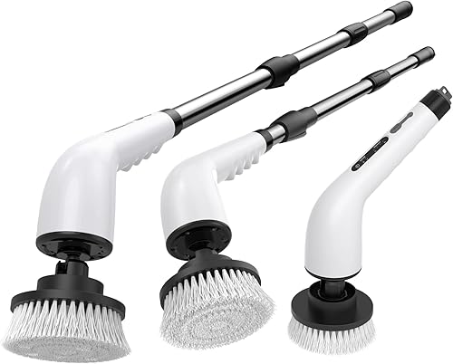 Fregador eléctrico giratorio para baño, con mango ajustable, 2 velocidades, limpiador de baño con 8 cabezales de cepillo reemplazables, limpiador