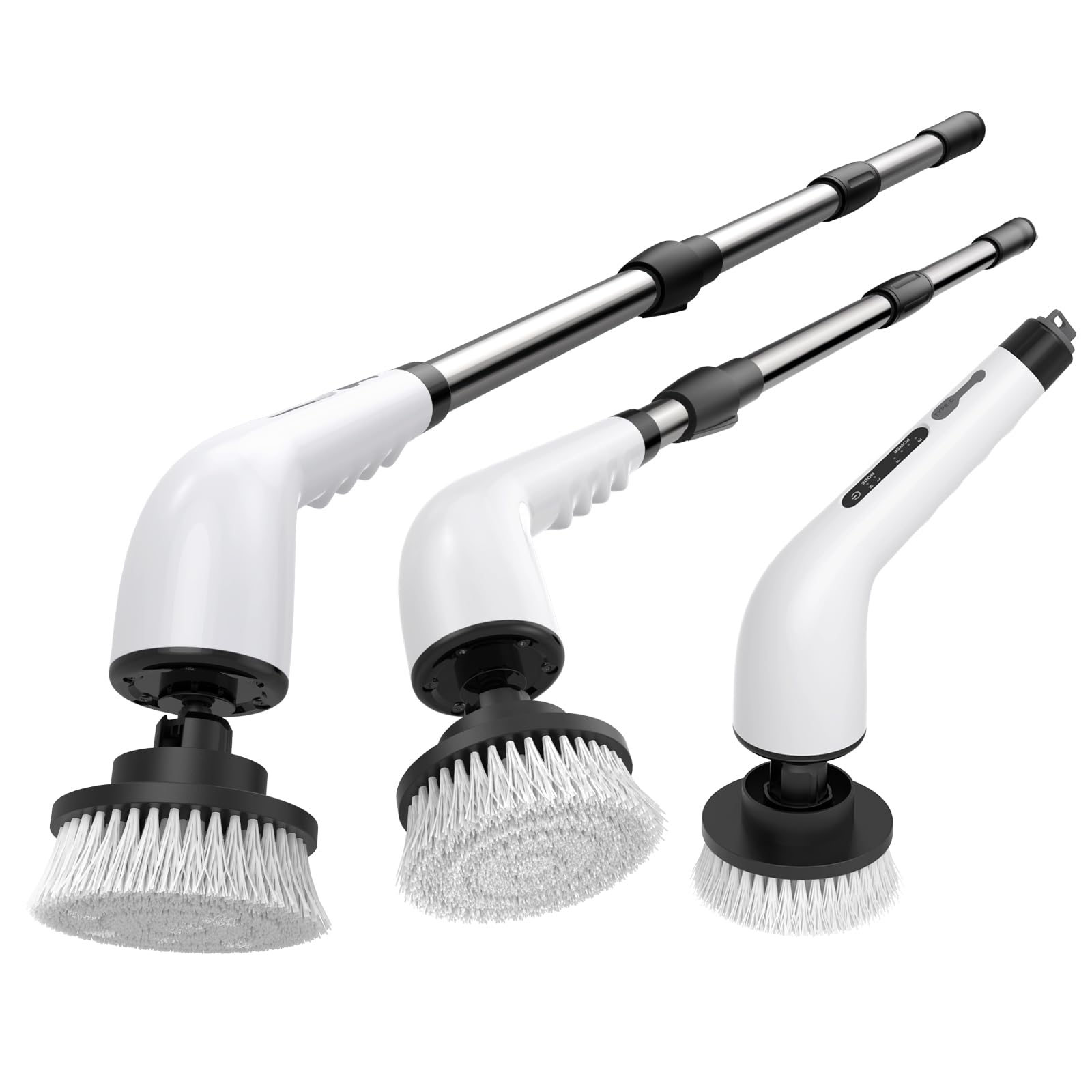 Electric Spin Scrubber Bathroom - Adjustable Handle Cordless Shower Scrubber, 2 Speeds, Bathroom Scrubber with 8 Replaceable Brush Heads, Power Scrubber for Bathtub Cleaning