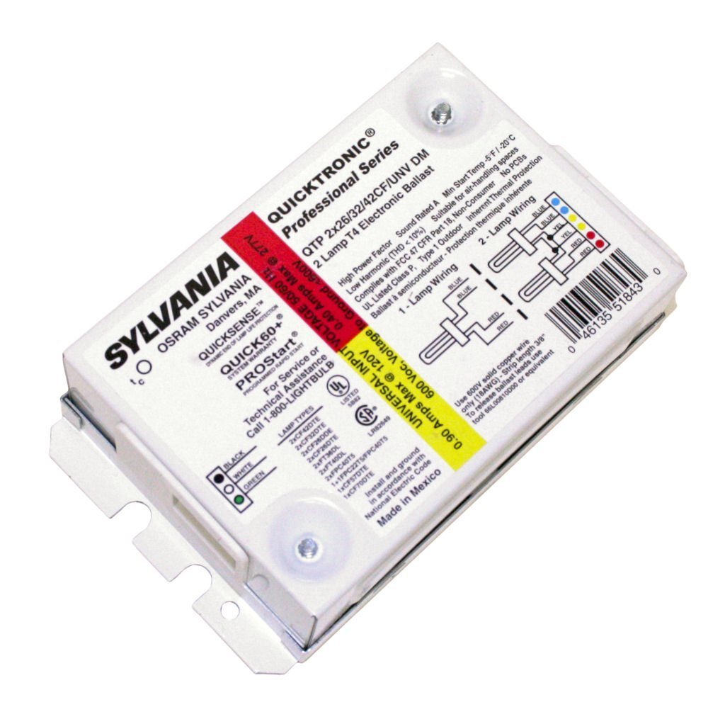 SYLVANIA 51823-QTP 1/2X18CF/UNV DM Ballast | Electronic CFL Ballast For 2x18W Compact Fluorescent Lamps