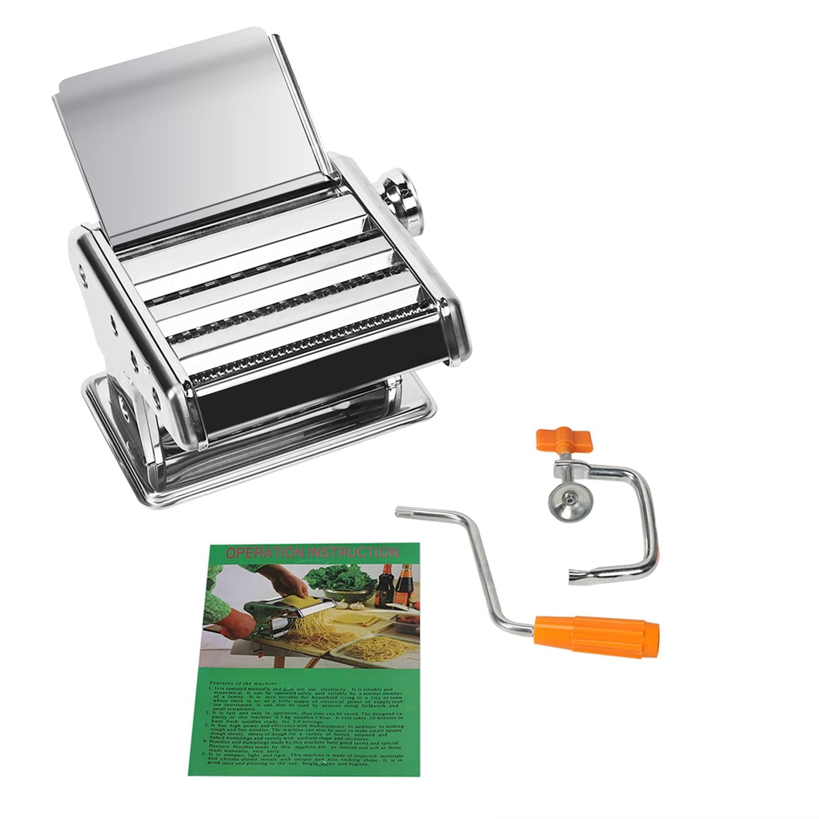 Ejoyous Máquina de Pasta Manual, Máquina de Pasta Prensa de Pasta 6 Ajustes de Rodillo de Pasta Ajustables Máquina de Pasta Máquina de Pasta para Espaguetis Fideos Lasaña 2-4,5 Mm