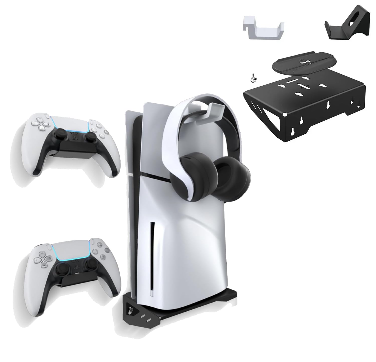 TCOS TECH PS5 Wall Mounting Bracket, Console Base Stand Holder Wall Mount for PS5 & Slim (Disc and Digital Edition), Wall Bracket for Playstation 5 with Controller Holder & Headphone Hanger (B0CZTSFC6K) Amazon Price History, Amazon Price Tracker