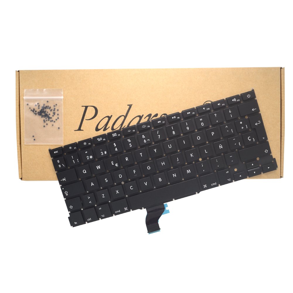 Padarsey Teclado de Teclado español de Repuesto con 80 Tornillos PCE compatibles con MacBook Pro Retina 13" A1502 (Finales de 2013- principios de 2015)