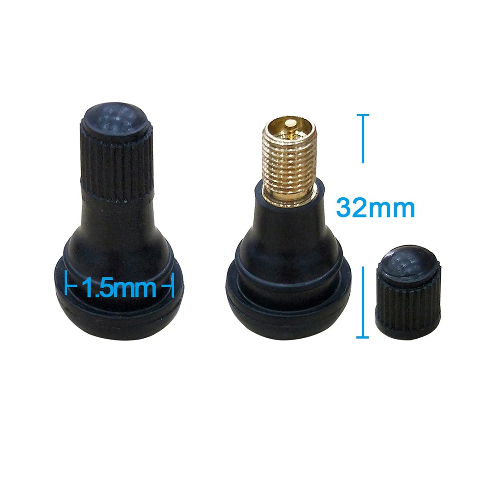 yaoqijie TR412 Tallos de válvula de neumáticos de neumático sin Snap-in de Goma de Goma Ajustados para Canal DE TELEVISIÓN BRITÁNICO Motocicleta del Coche Lasting (Color : TR 412 100pcs)