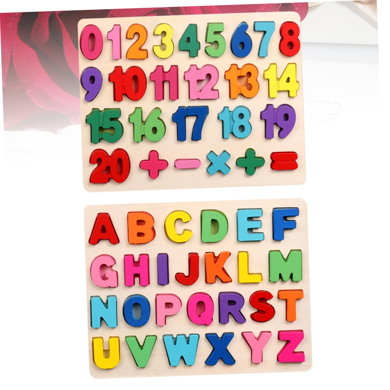 Hemobllo Puzzle Educativo in Legno per Numeri Alfabeto Maiuscolo Colorato Gioco Didattico per Sviluppo Cognitivo e Coordinazione Mano-occhio