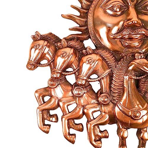 Image of Apka Mart The Online Shop 7 Running Horse With Sun Wall Hanging - For Vastu, Feng Shui, Home, Office, Living Room Wall Decor & Gifts (Metal - Alloy, Color - Copper Shade, Size - 17x17 Inch)