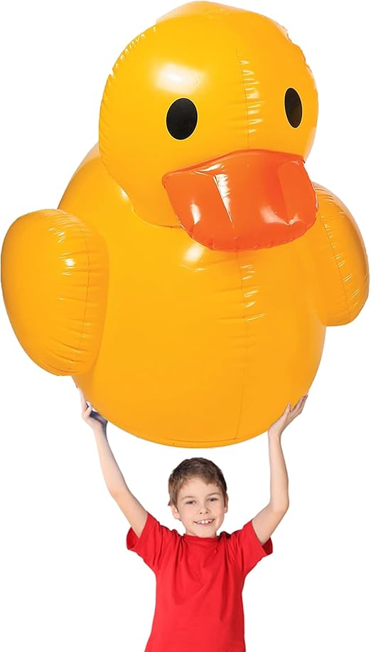 Fun Express Giant Blow Up Duck, Great for Baby Showers, Birthdays, Easter Decor and Pool Parties, Nearly 4 Feet Long and Tall