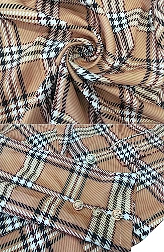 futurino Women's Casual Blazer Front Open Long Sleeve, Double Breasted Blazer Vintage Print Plaid Slim Suit for Women3